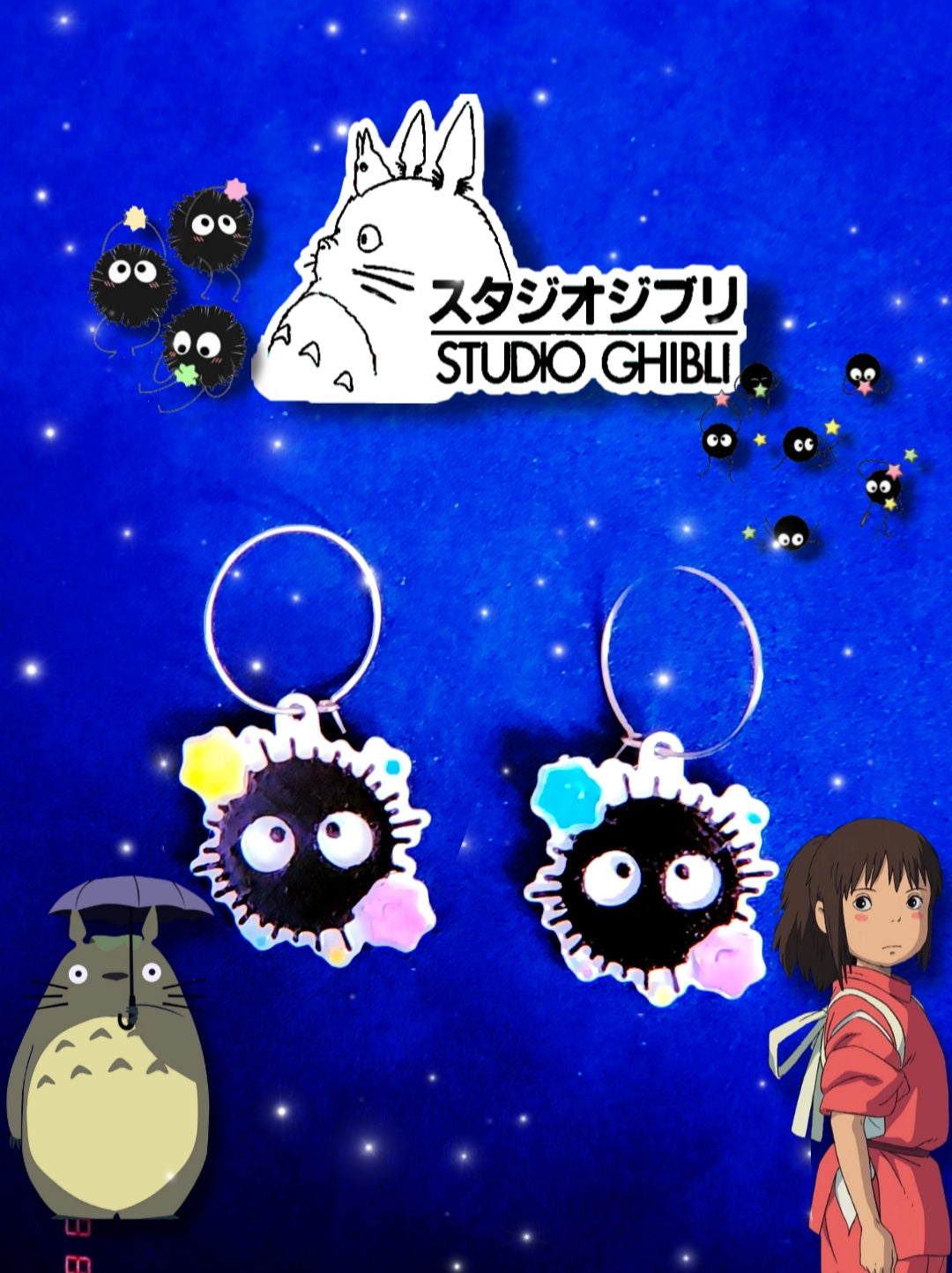 Pendientes Susuwatari Studio Ghibli Totoro Anime Cosplay Kawaii El viaje de Chihiro