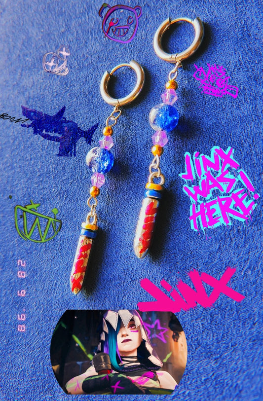 Pendientes Balas Jinx Arcane LOL League of Legends cosplay riot games